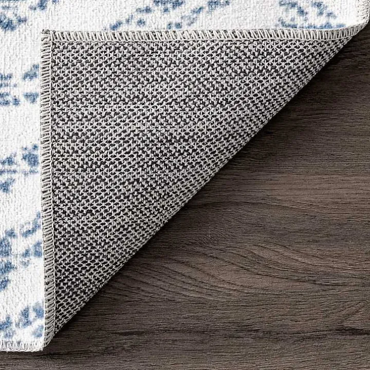 Blue Geometric Pattern Washable Area Rug, 4x6