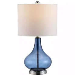 Blue Glass Curved Brooks Table Lamp