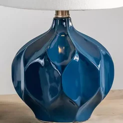 Blue Glazed Geometric Table Lamp