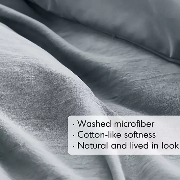 Blue Gray Pleated Grid 3-pc. Queen Comforter Set