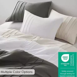 Blue Gray Pleated Grid 3-pc. Queen Comforter Set