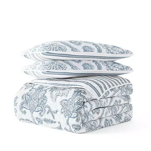 Blue Jacobean Reversible 2-pc. Twin Quilt Set