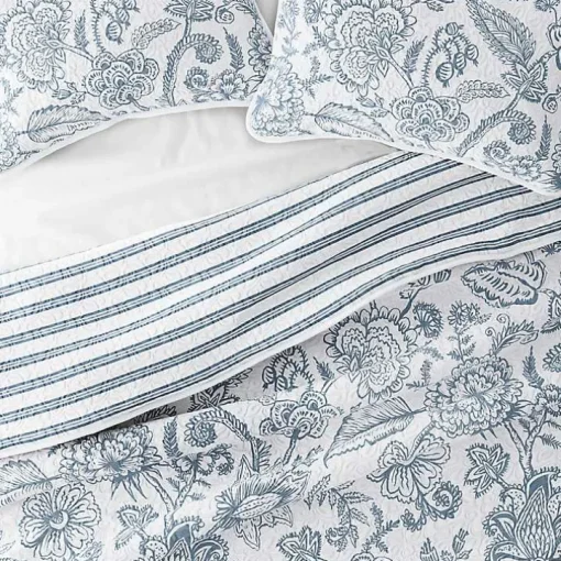 Blue Jacobean Reversible 2-pc. Twin Quilt Set