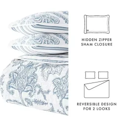 Blue Jacobean Reversible 2-pc. Twin Quilt Set