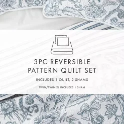 Blue Jacobean Reversible 2-pc. Twin Quilt Set
