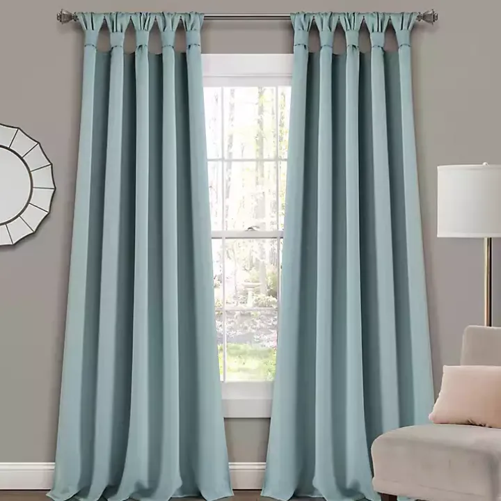 Blue Knotted Curtain Panel Set, 84 in.