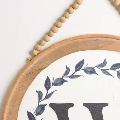 Blue Leaf Wreath Monogram W Wood Wall Plaque