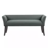 Blue Low Back Flared Nailhead Trim Bench
