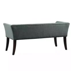 Blue Low Back Flared Nailhead Trim Bench
