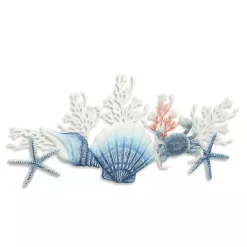 Blue Metal Coral and Shell Wall Plaque