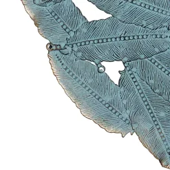 Blue Metal Feather Round Wall Plaques, Set of 3