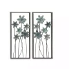 Blue Metal Floral Panel Wall Plaques, Set of 2