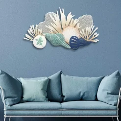 Blue Metal Reef and Shell Wall Plaque