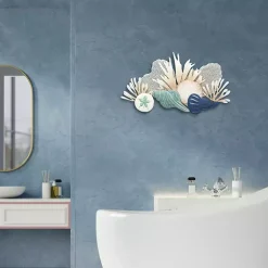 Blue Metal Reef and Shell Wall Plaque