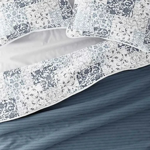 Blue Patchwork Reversible 3-pc. King Quilt Set