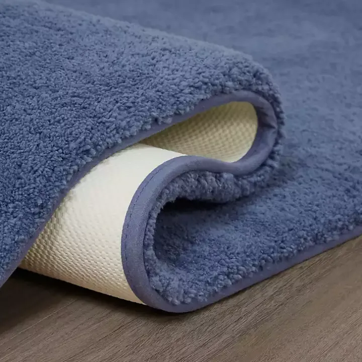 Blue Plush Microfiber Bath Mat, 20x24