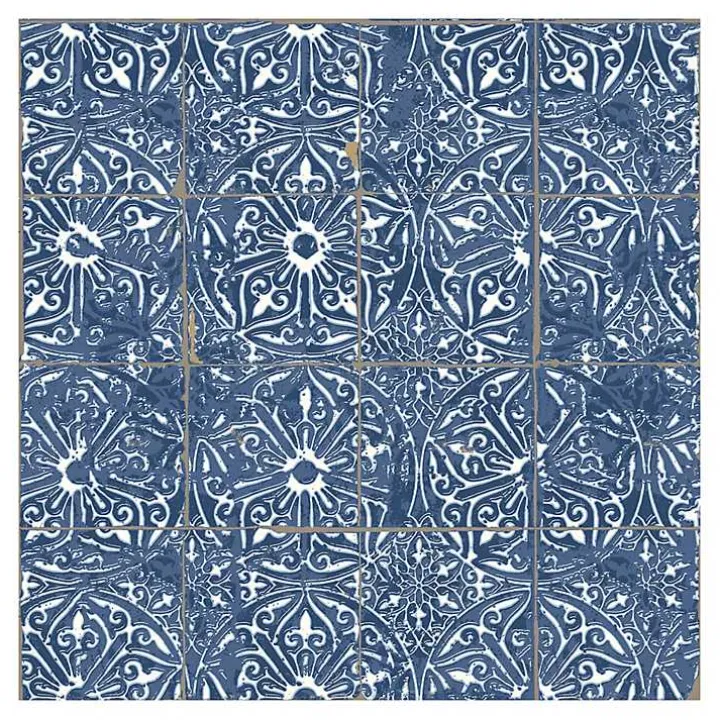 Blue Provincial Tiles Peel & Stick Wallpaper