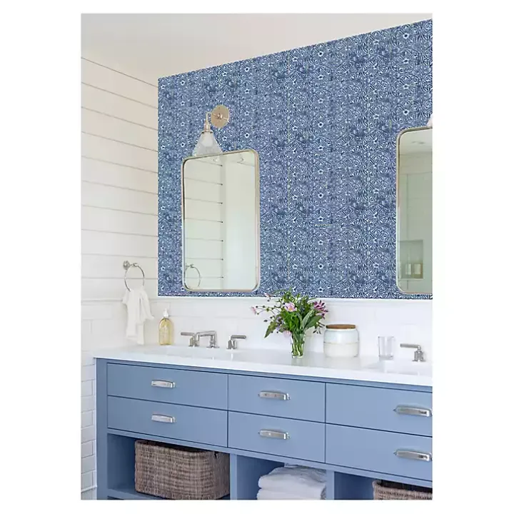 Blue Provincial Tiles Peel & Stick Wallpaper