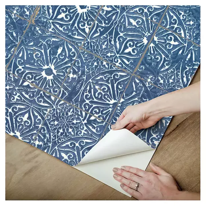 Blue Provincial Tiles Peel & Stick Wallpaper