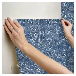 Blue Provincial Tiles Peel & Stick Wallpaper