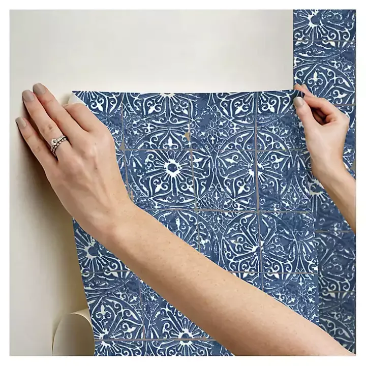 Blue Provincial Tiles Peel & Stick Wallpaper