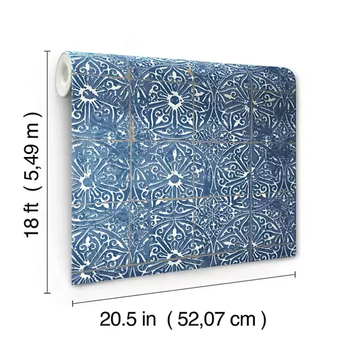 Blue Provincial Tiles Peel & Stick Wallpaper