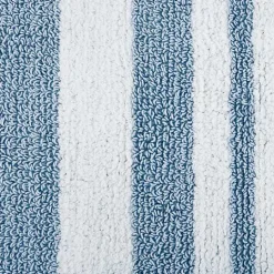 Blue Reversible Stripe Trim Bath Mat, 72 in.