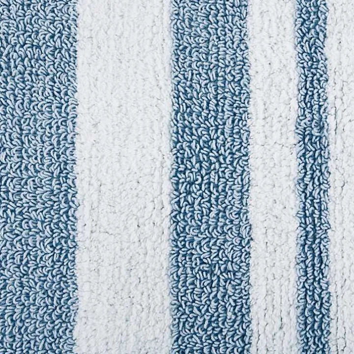 Blue Reversible Stripe Trim Bath Mat, 72 in.