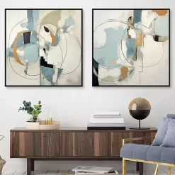 Blue Rhythms Framed Canvas Art Prints, Set of 2