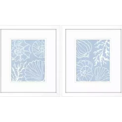 Blue Shell Silhouettes Framed Art Prints, Set of 2