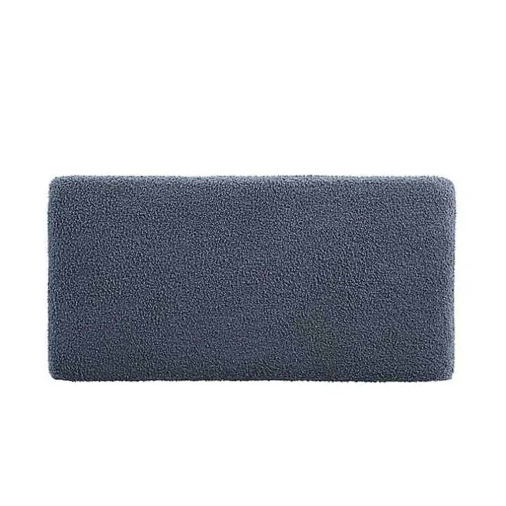 Blue Sherpa & Walnut Rectangle Storage Ottoman