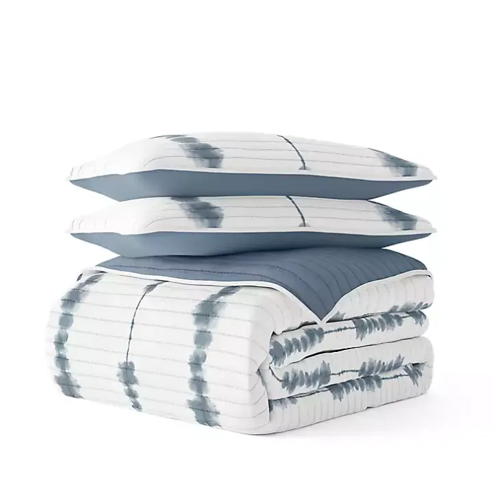 Blue Shibori Reversible 3-pc. King Quilt Set