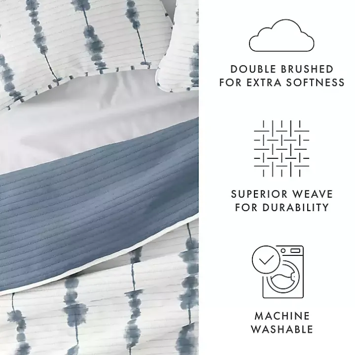 Blue Shibori Reversible 3-pc. King Quilt Set