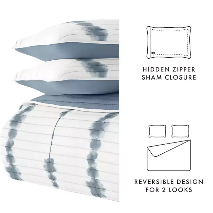 Blue Shibori Reversible 3-pc. King Quilt Set