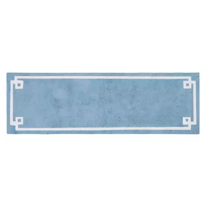 Blue Simple Trim Cotton Tufted Bath Mat, 72 in.