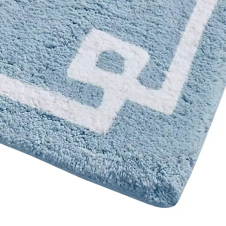 Blue Simple Trim Cotton Tufted Bath Mat, 72 in.