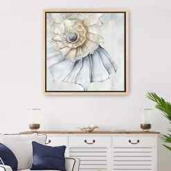 Blue Spiral Shell Framed Canvas Art Print