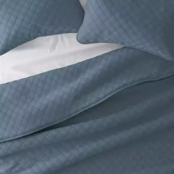 Blue Stitched Diamond 3-pc. King Quilt Set