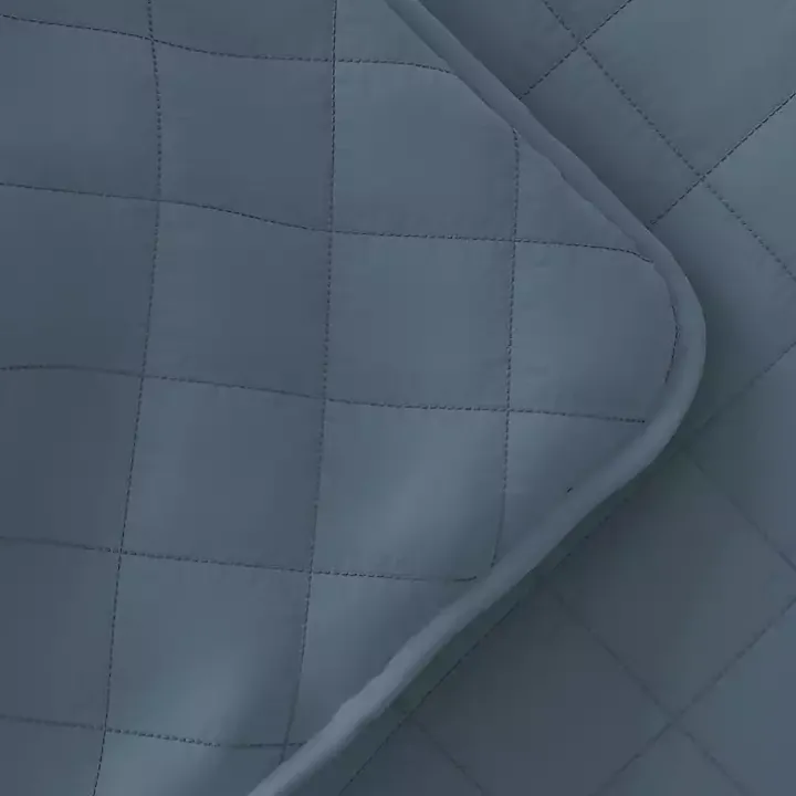 Blue Stitched Diamond 3-pc. King Quilt Set