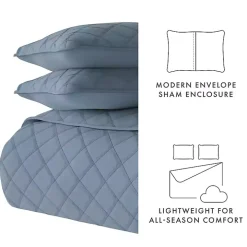 Blue Stitched Diamond 3-pc. King Quilt Set