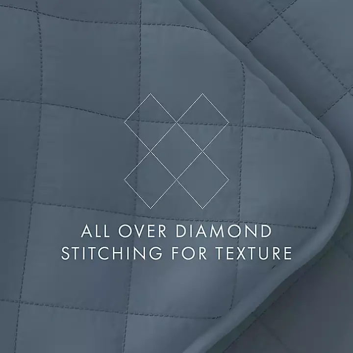 Blue Stitched Diamond 3-pc. King Quilt Set