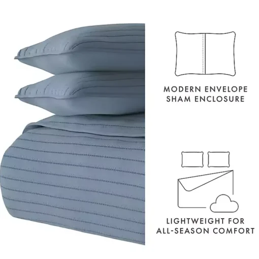 Blue Stitched Stripes 2-pc. Twin Quilt Set