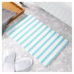 Blue Striped Stone Bath Mat