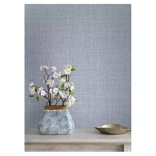Blue Textured Faux Fabric Peel & Stick Wallpaper