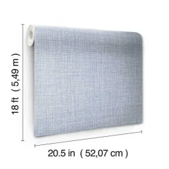 Blue Textured Faux Fabric Peel & Stick Wallpaper