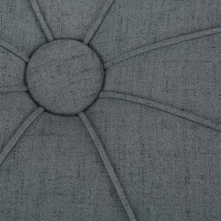 Blue Thick Welting Center Button Oval Ottoman