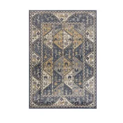 Blue Tile Border Area Rug, 8x10