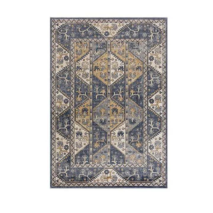 Blue Tile Border Area Rug, 8x10