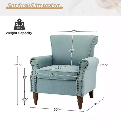 Blue Upholstered Henry Armchair