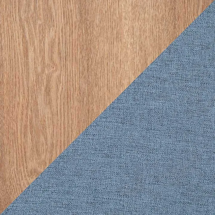 Blue Upholstered Ottomans with Tray Tops, Set of 2